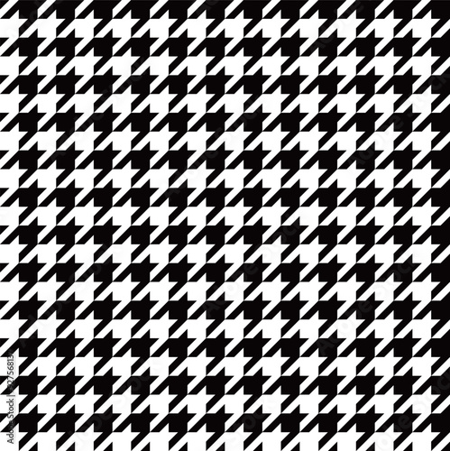 A black and white houndstooth check pattern background illustration. Named for its shape resembling a hunting dog's teeth. A classic, retro, vintage style pattern.