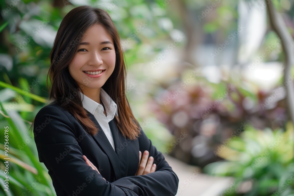 Confident Young Asian Businesswoman in Nature Confident Young Asian Businesswoman in Nature