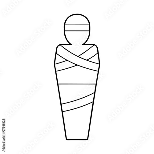 Black silhouette horror Egypt death bandage mummy icon and vector illustration isolated on white