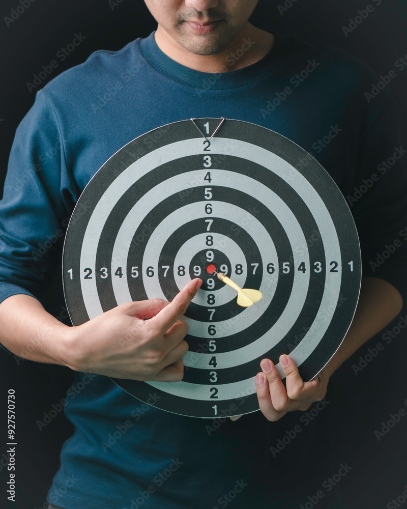 target management concept, person pointing on the target, the target center business planning process success in 2025.