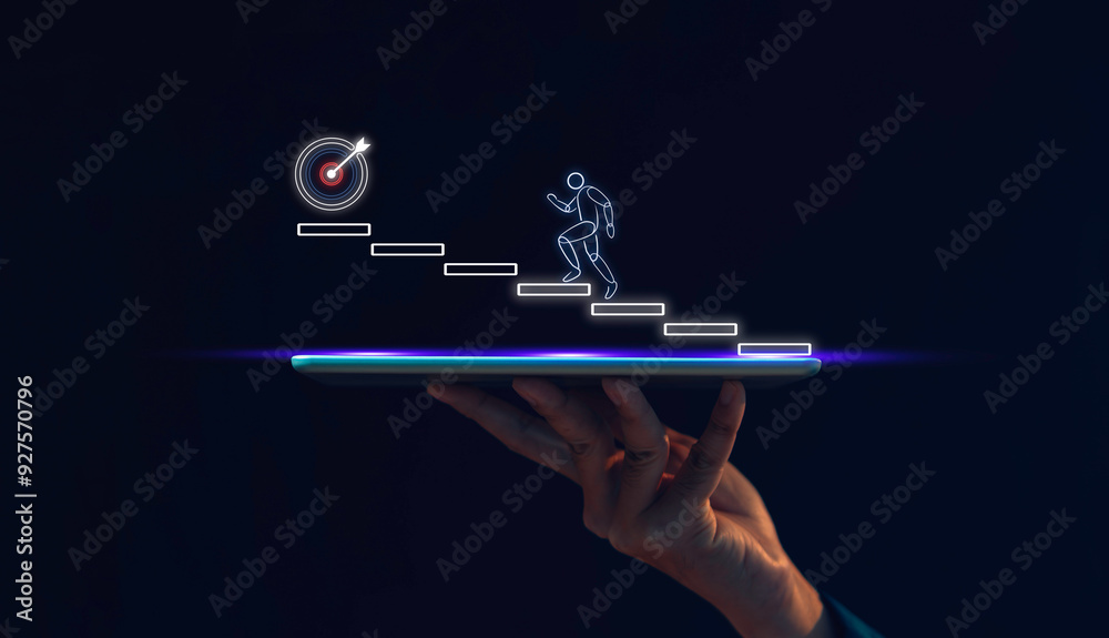 Move Forward business to target concept, business strategy and leadership assignment, Leader with idea and innovation the administration of human resources within an organization on recruitment.