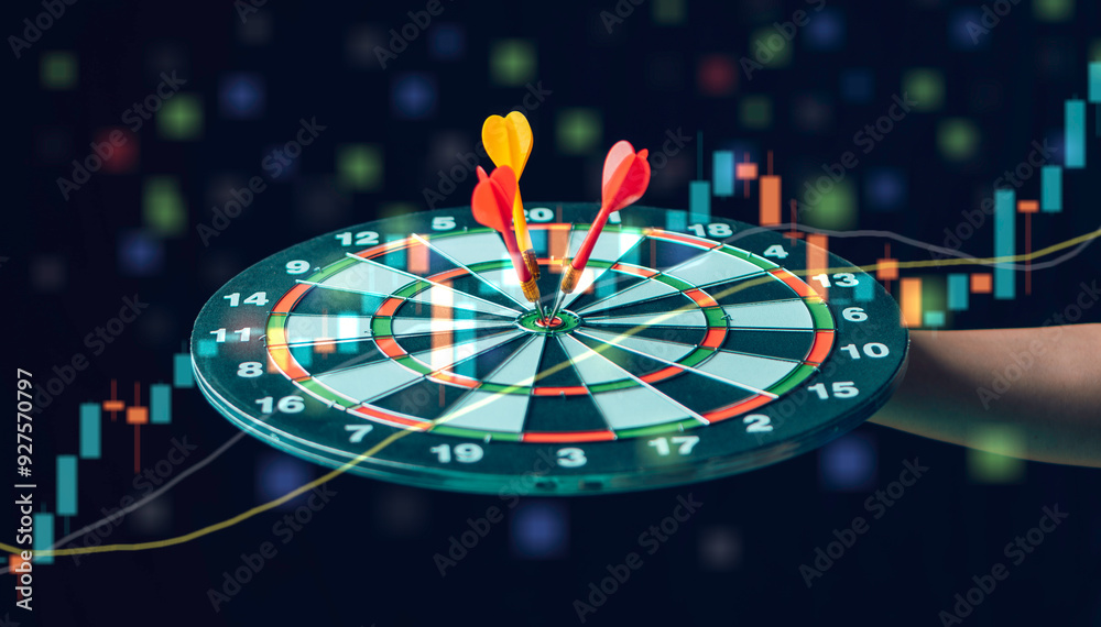 target for business investment concept. analyze financial data chart trading forex, investing in stock markets, funds and digital assets, Business finance technology and investment.