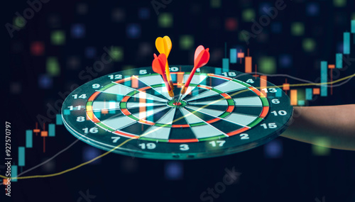 Obraz na płótnie target for business investment concept. analyze financial data chart trading forex, investing in stock markets, funds and digital assets, Business finance technology and investment. w salonie