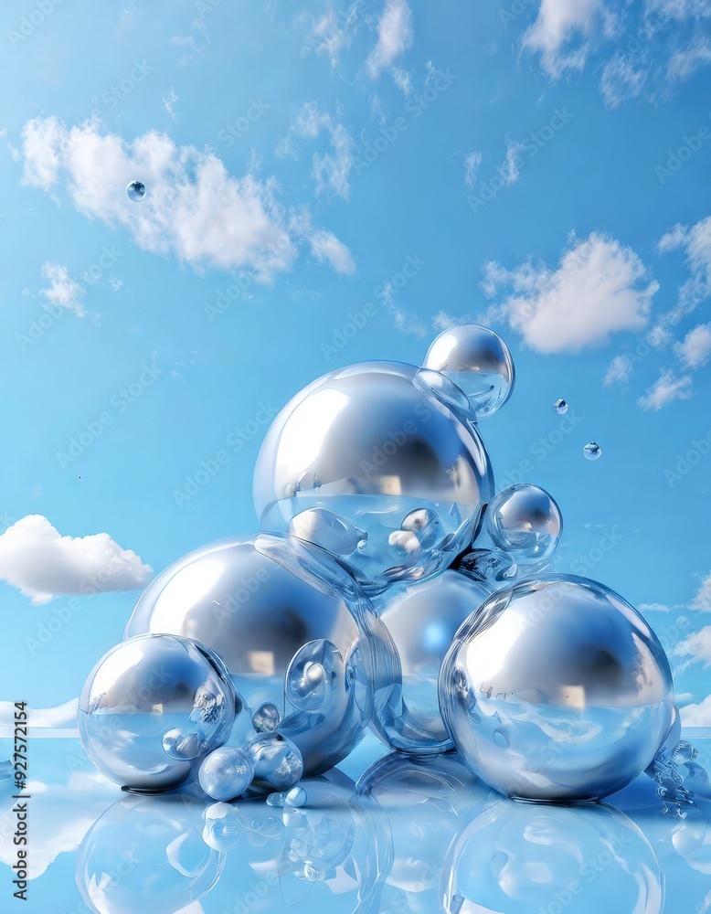 bunch silver spheres floating in the air bunch silver spheres floating in the air