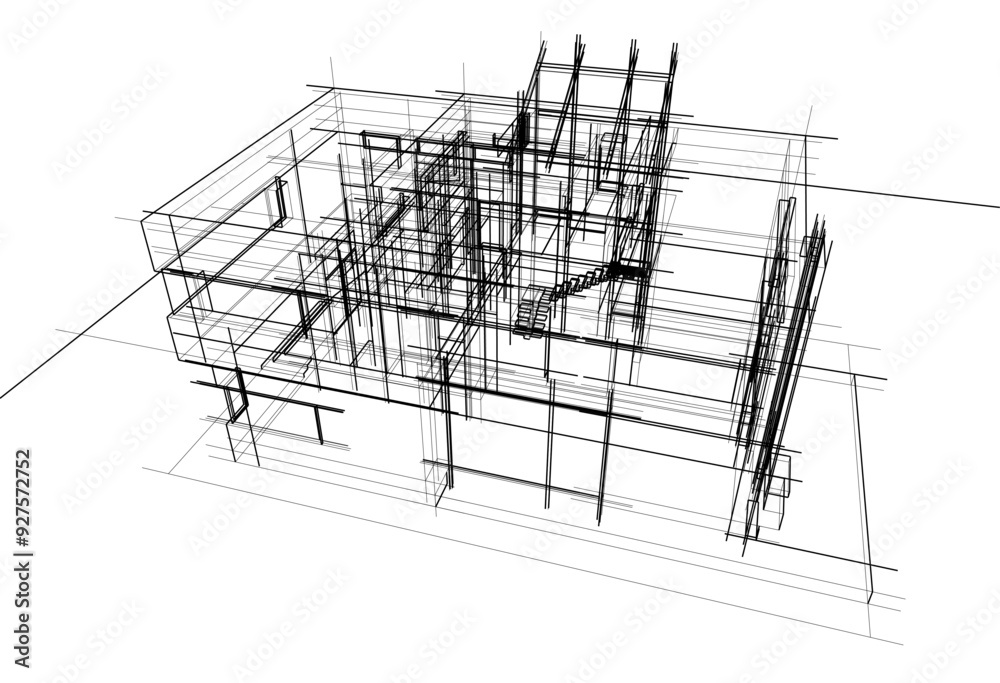 house building sketch architecture 3d illustration house building sketch architecture 3d illustration