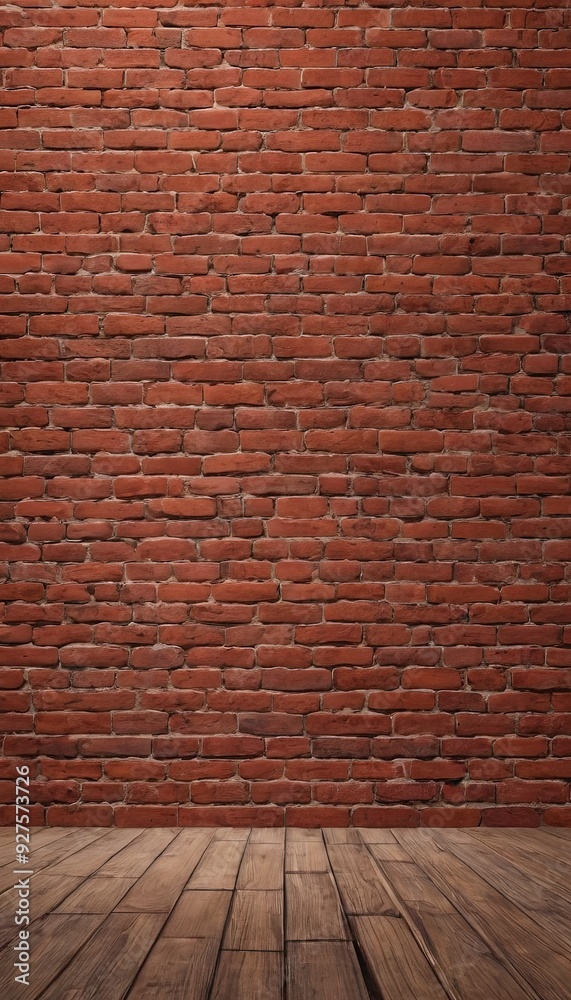 Fototapeta premium brick wall with wood floor and