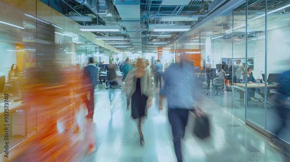 Energetic Office Environment with Employees in Motion and Dynamic Atmosphere Energetic Office Environment with Employees in Motion and Dynamic Atmosphere