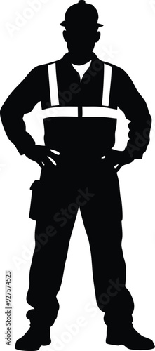worker silhouette illustration black and white