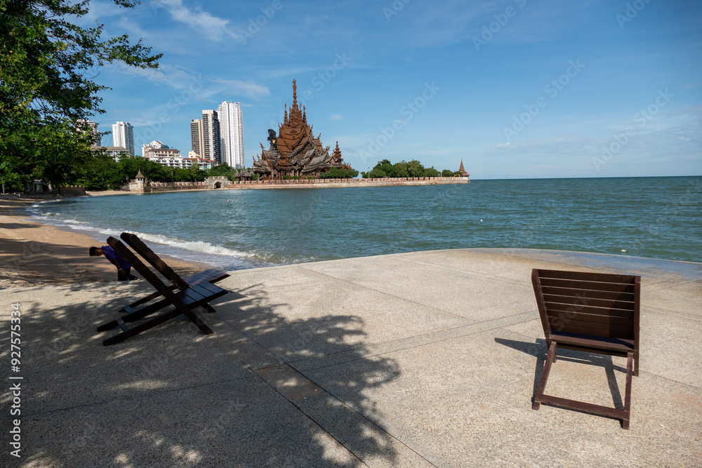 Sanctuary of Truth Museum located in Pattaya Thailand, is the largest wooden castle in the world The museum structure is a hybrid of temple and a castle that is themed on the Ayutthaya Kingdom
