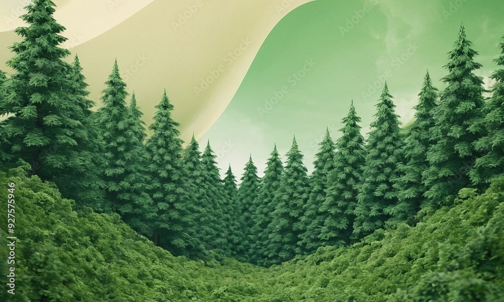 Fototapeta premium forest with trees and mountains in the background