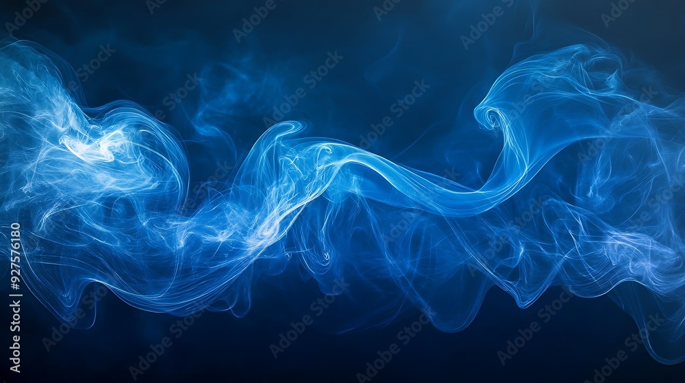 Abstract blue smoke wave on a dark background. Abstract blue smoke wave on a dark background.
