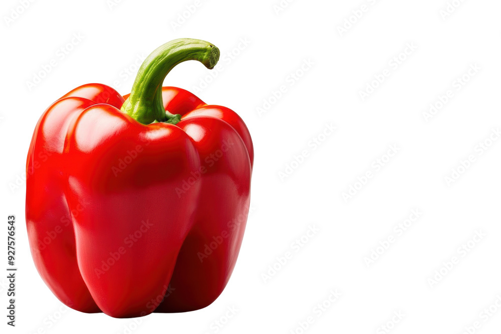 A fresh red bell pepper isolated on a white background. Perfect for culinary use, healthy eating, and fresh produce imagery. A fresh red bell pepper isolated on a white background. Perfect for culinary use, healthy eating, and fresh produce imagery.