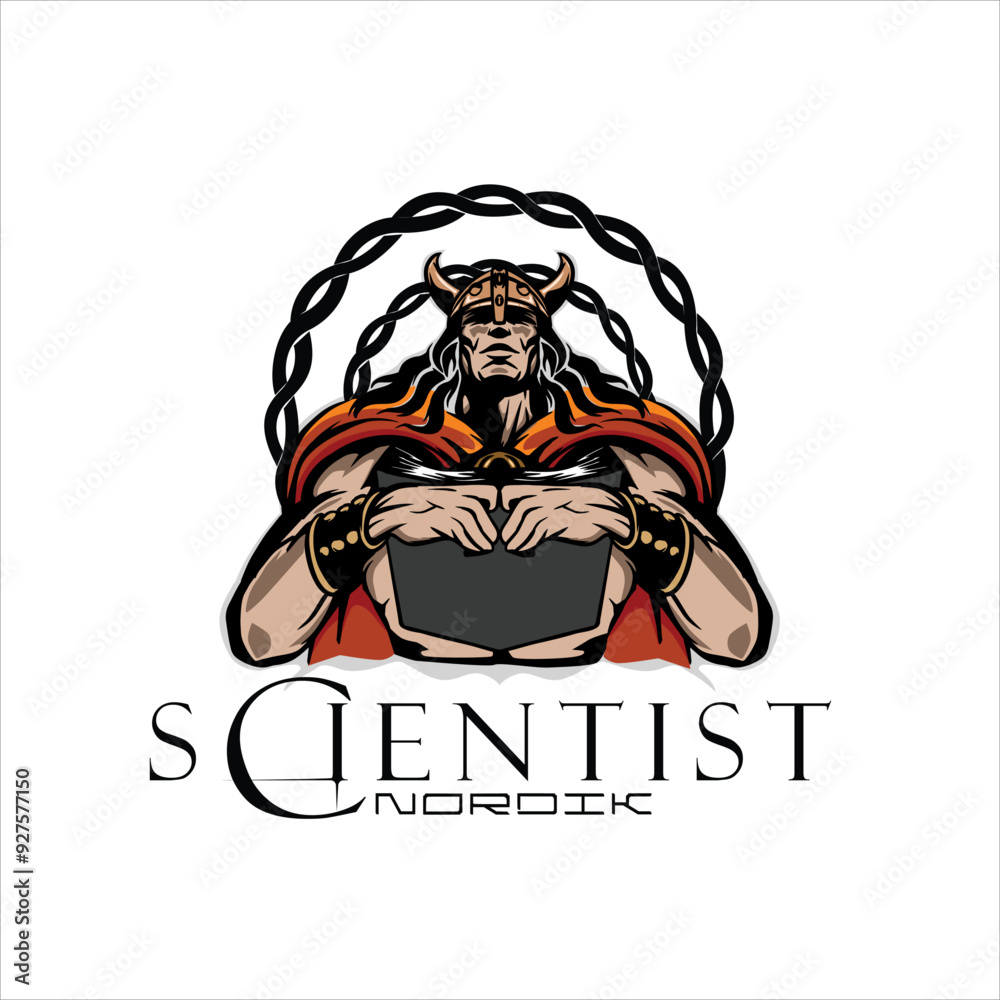 nordic warrior scientist ,viking scientist concept logo nordic warrior scientist ,viking scientist concept logo