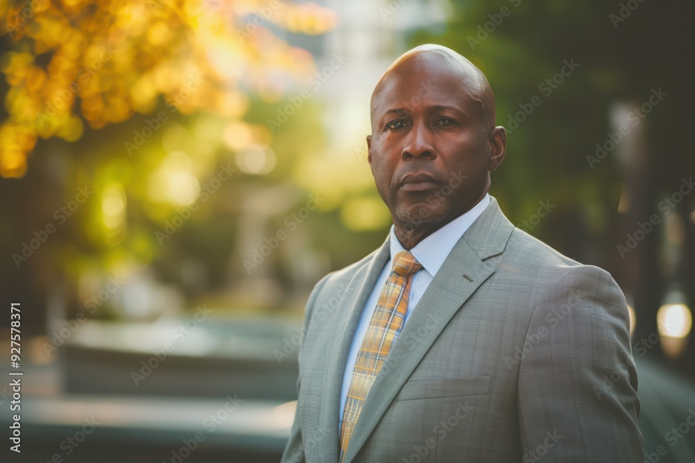 Confident Businessman in Autumn Setting Confident Businessman in Autumn Setting
