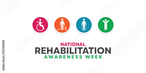 National Rehabilitation Awareness Week. People icons. Great for cards, banners, posters, social media and more. White background.