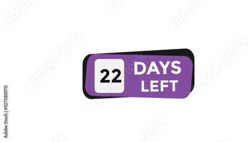 22 days left Countdown number banner templates. time icon. Vector Illustration 