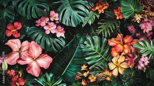 a banner featuring the lush greens and exotic floral of the Amazon Rainforest. a Brazil-Themed Banner Design. 