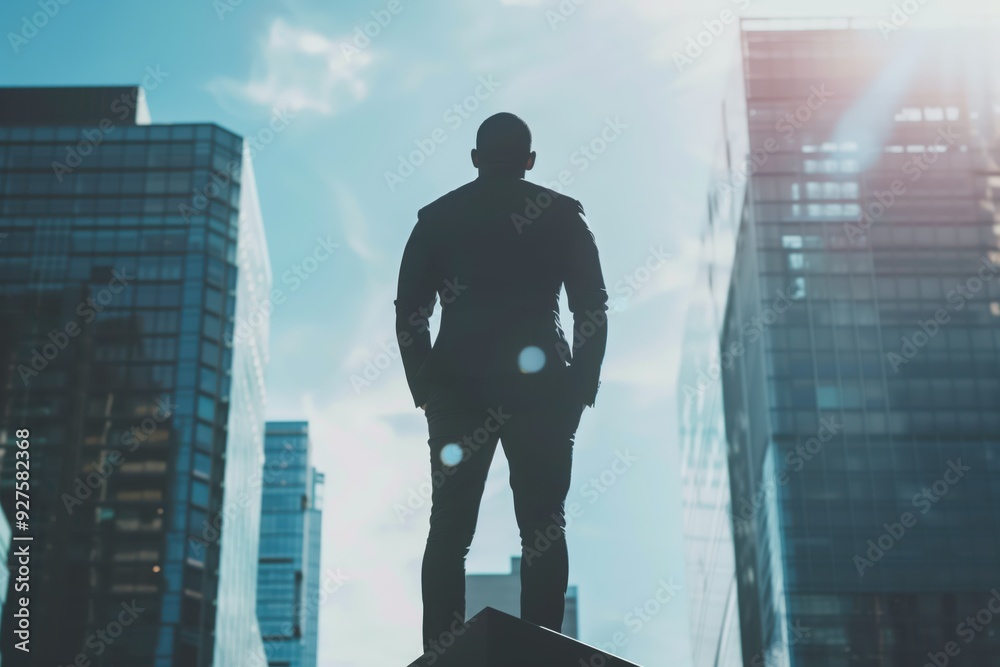 Fototapeta premium Silhouette of a Man in the City