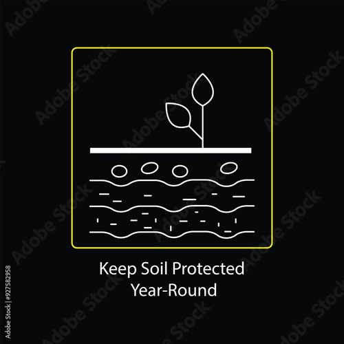 Keep Soil Protected Year Round icon with Editable Stroke.