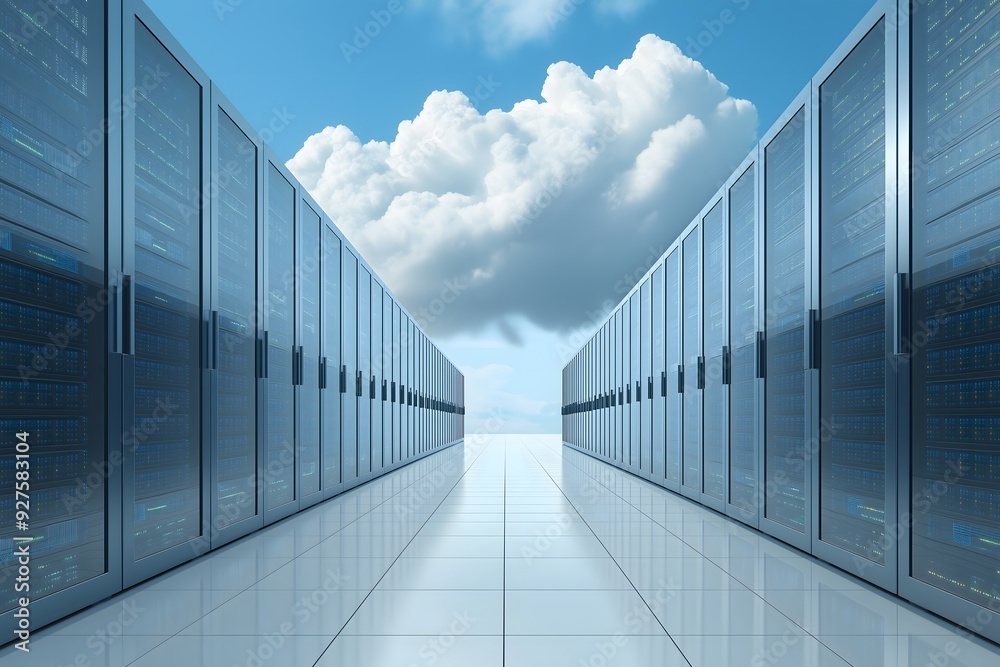 Obraz premium Server Room Data Center Cloud Computing Technology