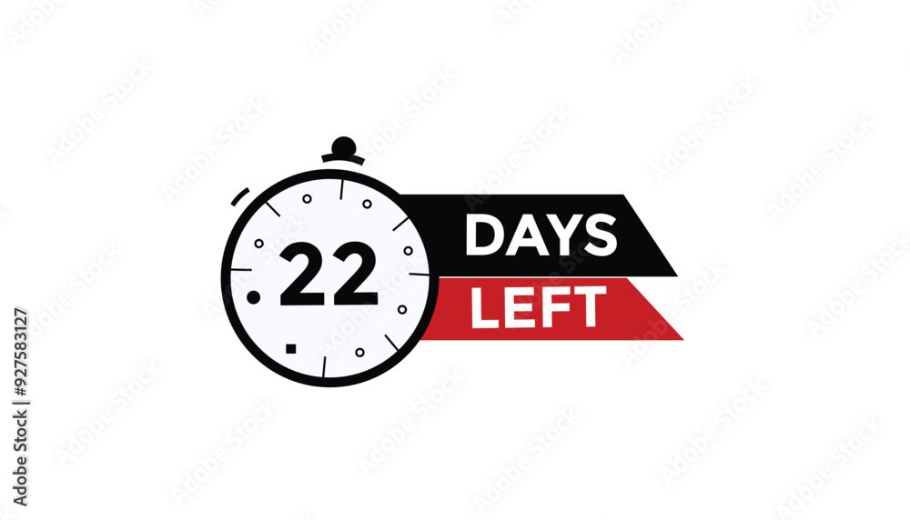22 days left Countdown number banner templates. time icon. Vector Illustration
22 days left Countdown number banner templates. time icon. Vector Illustration