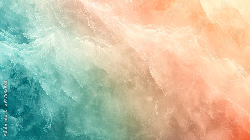 Fototapeta premium Soft pastel waves blending shades of blue, teal, and peach at sunset