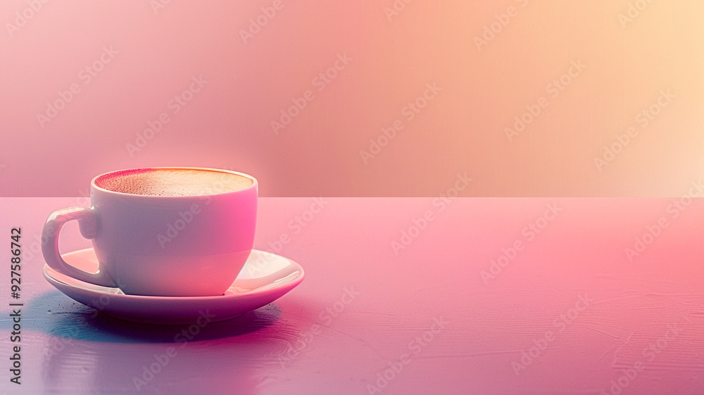 A serene morning coffee on a pastel background in a cozy setting A serene morning coffee on a pastel background in a cozy setting