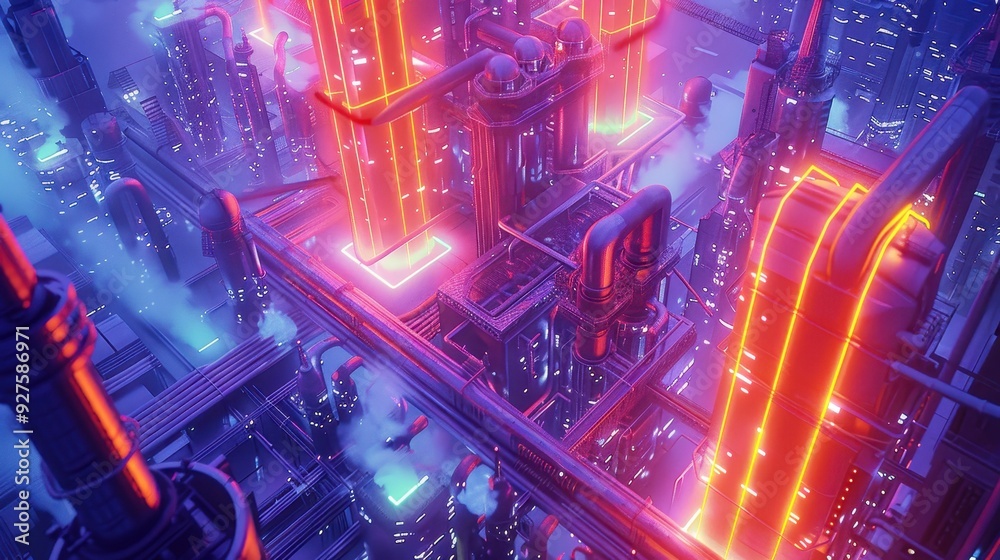 Futuristic Cityscape with Neon Lights Futuristic Cityscape with Neon Lights
