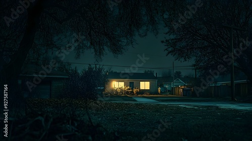 Lone House Brightly Lit Amid Neighborhood Darkness During Power Outage