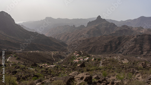 Typical mountain landscape of the central part of Gran Canaria. Canary Islands, Spain.