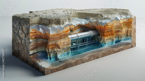 Fototapeta Naklejka Na Ścianę i Meble -  Underground Infrastructure: Cross-Section View