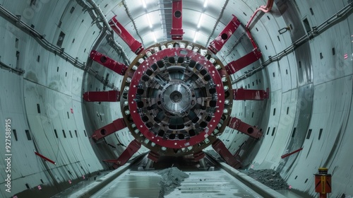 Tunnel boring machine in action, creating a new passageway for a major infrastructure project