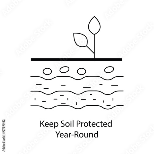 Keep Soil Protected Year Round icon with Editable Stroke.