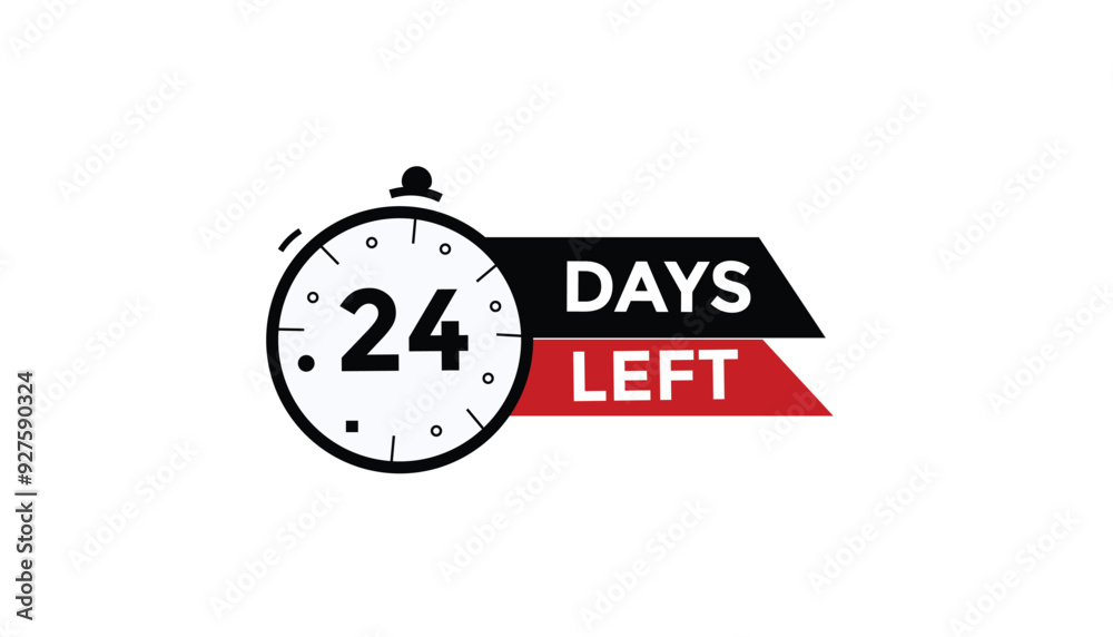 24 days left Countdown number banner templates. time icon. Vector Illustration 24 days left Countdown number banner templates. time icon. Vector Illustration