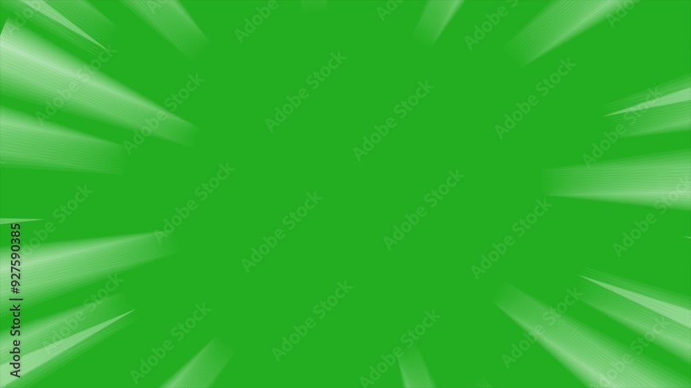 White color radial shining speed line. Abstract anime fast motion in green screen background. 4k seamless loop animation
