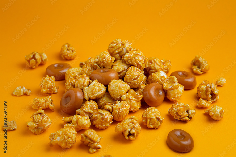 Obraz premium Many golden caramel popcorn