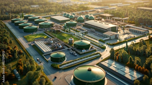 Aerial View of a Modern Biogas Plant photo