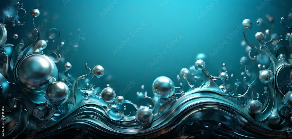 blue background with silver and spheres blue background with silver and spheres