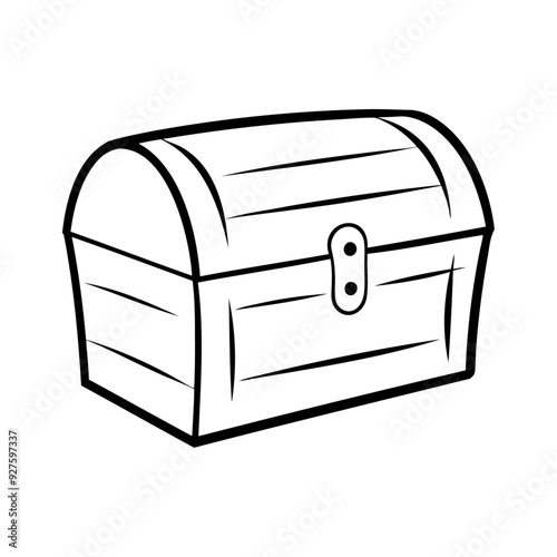 A silhouette wooden treasure chest icon and vector illustration isolated on white