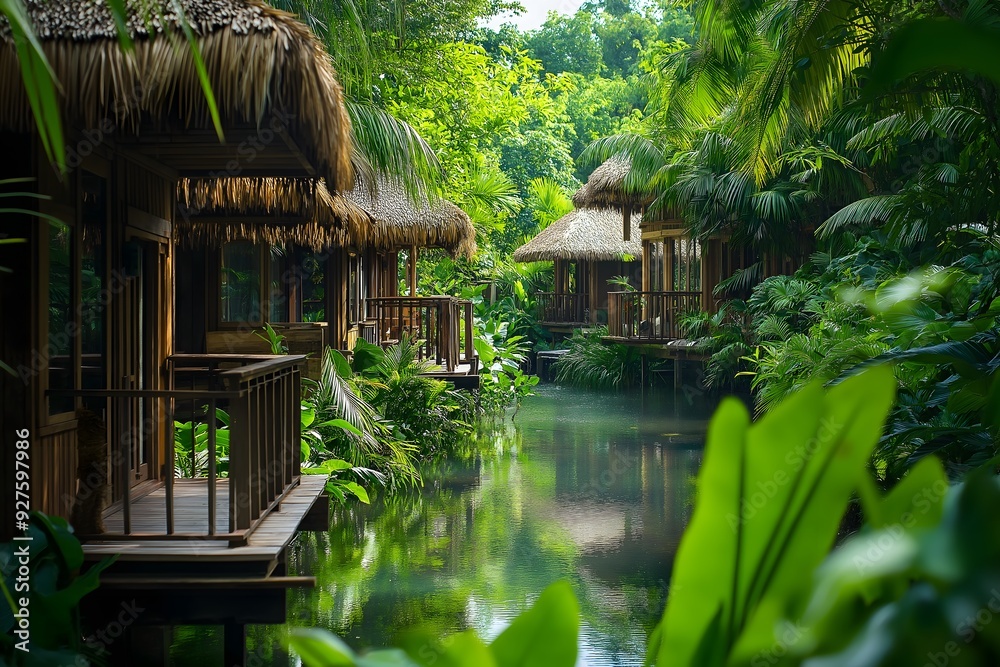 Tropical Bungalow Resort on Lush Jungle River Tropical Bungalow Resort on Lush Jungle River