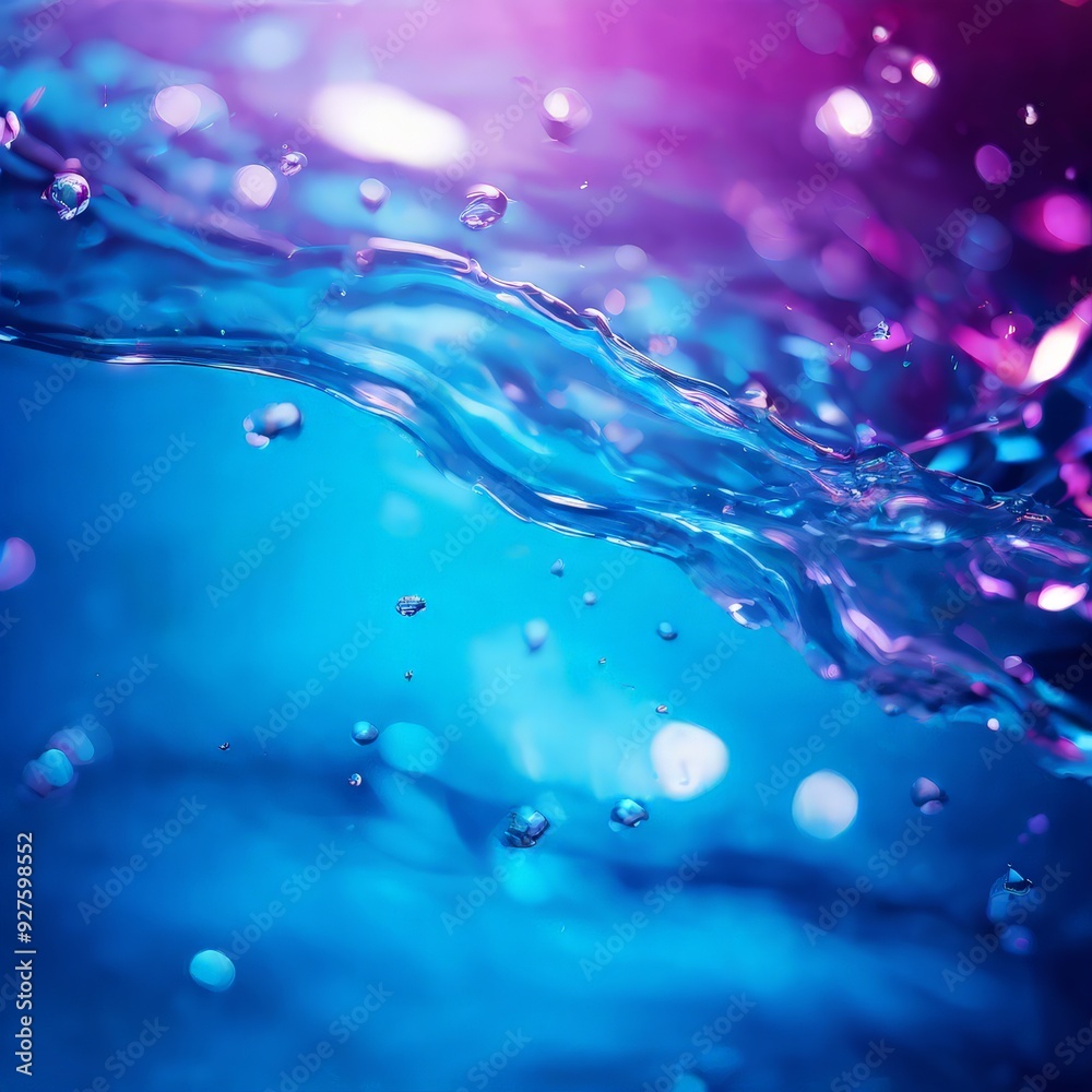 blue and pink background with water droplets