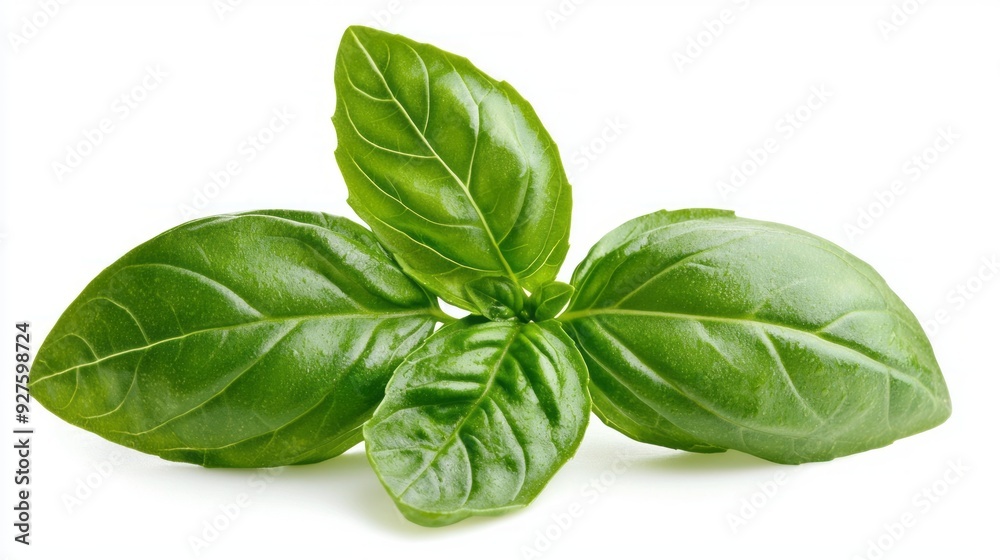 A close-up of a single basil leaf A close-up of a single basil leaf