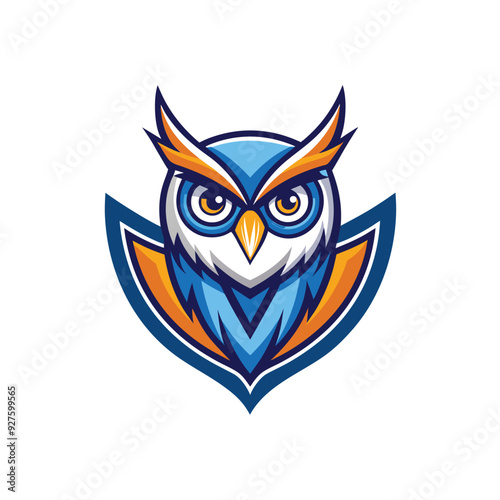 Blue owl mascot logo design icon vector illustration