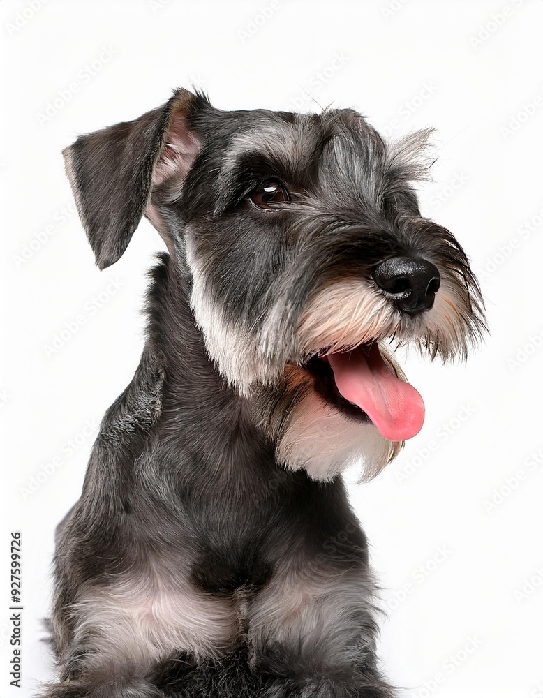 笑顔のミニチュアシュナウザーのポートレート(Portrait of a smiling Miniature Schnauzer puppy on white background)
笑顔のミニチュアシュナウザーのポートレート(Portrait of a smiling Miniature Schnauzer puppy on white background)