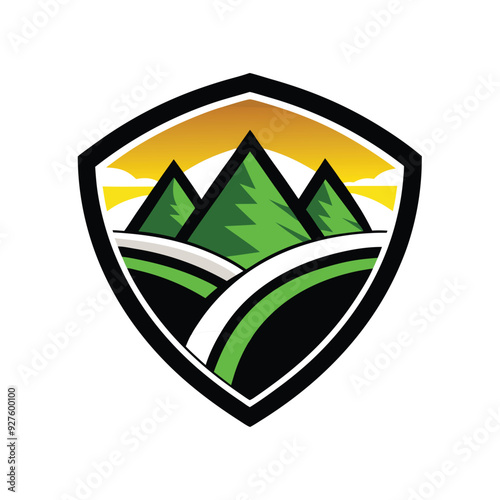 Valley eco friendly, environment friendly mascot logo design icon vector illustration