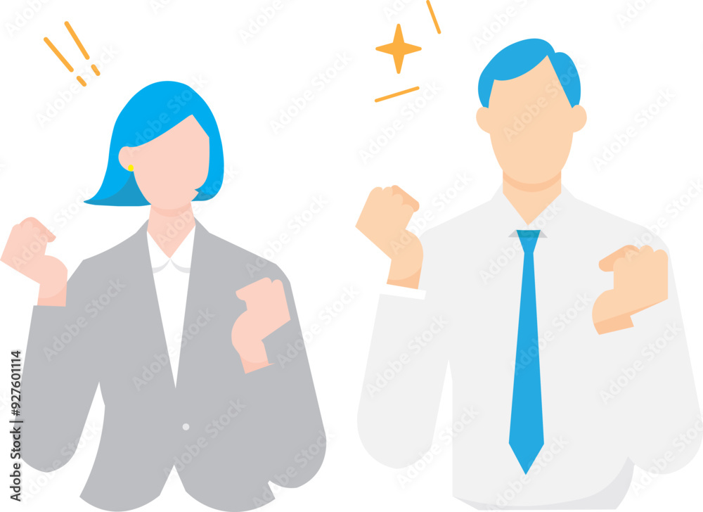 Gut-pose - employee - upper body - simple vector illustration of a successful businessman and woman Gut-pose - employee - upper body - simple vector illustration of a successful businessman and woman