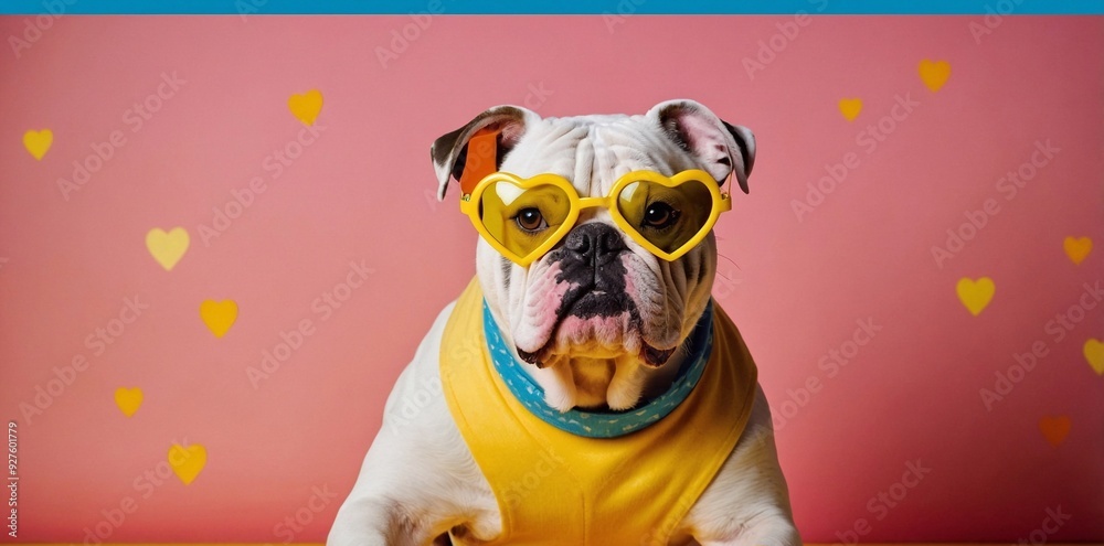 French bulldog in funny sunglasses. Funny animals, in the studio French bulldog in funny sunglasses. Funny animals, in the studio