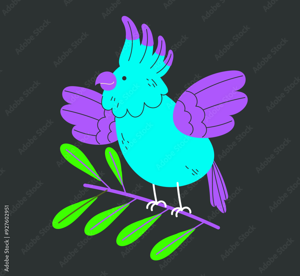 Fototapeta premium Vivid colors jungle parrot concept. Vector graphic design illustration element