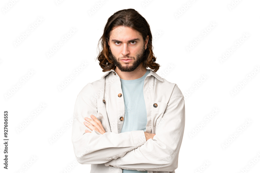 Young handsome man over isolated chroma key background with unhappy expression Young handsome man over isolated chroma key background with unhappy expression