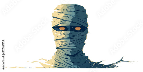 Mummy with a spooky face. Vector flat isolated.